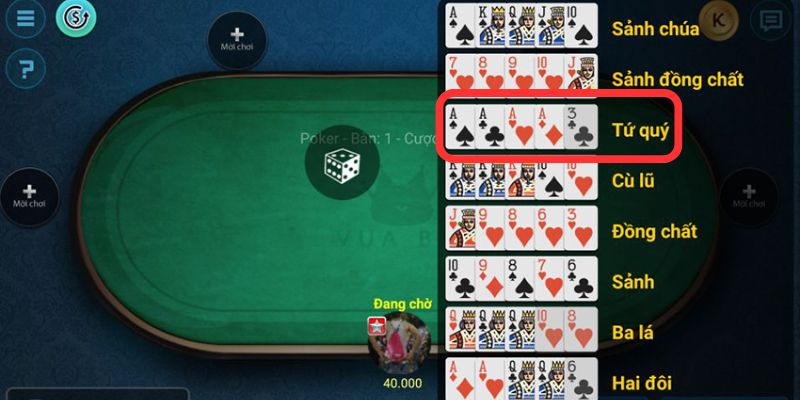 Thứ Tự Poker - Cập Nhật Các Tay Bài Từ Lớn Đến Nhỏ 2 Khái niệm về tứ quý trong siêu phẩm Poker